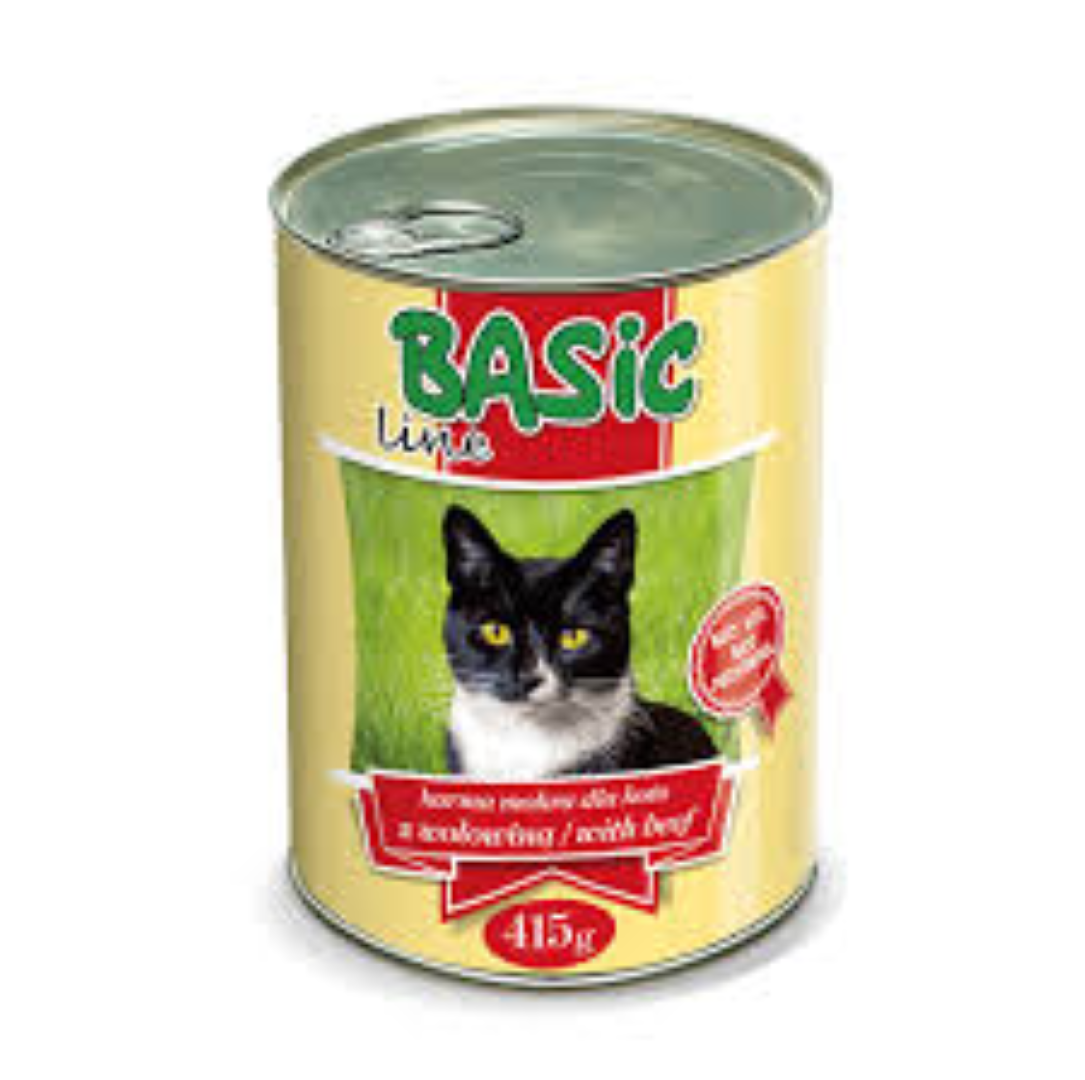 BASIC LINE WET CAT FOOD WITH BEEF 415GR CAN